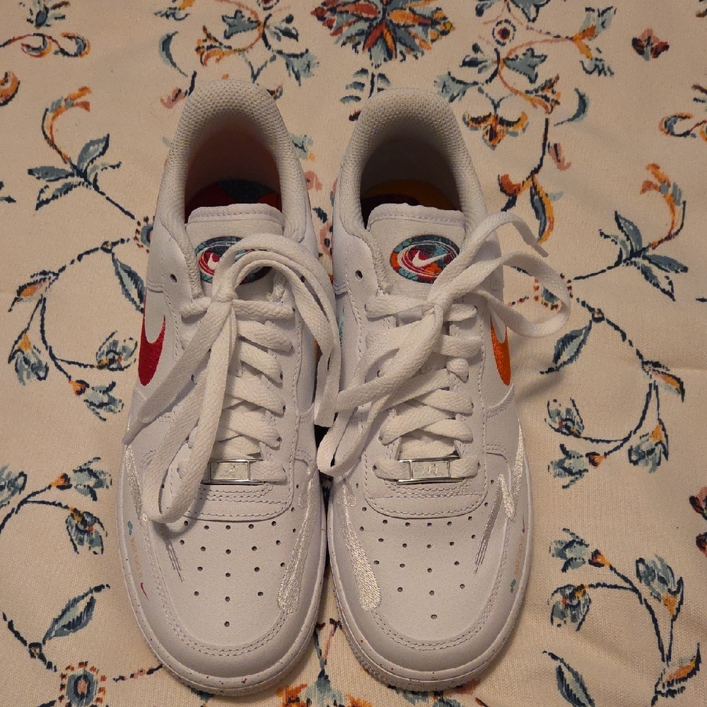 Womens White and Red Sneakers